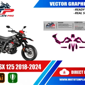 Template vectoriel Aprilia SX 125 2018-2024 - plan de carrosserie à l’échelle réelle 1:1 pour kits déco et covering
