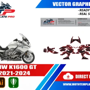 BMW K1600 GTL vector template - real-scale 1:1 bodywork layout for decal kits and wraps