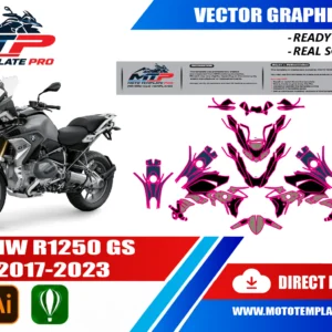 BMW R1250GS 2019-2023 vector template - real-scale 1:1 bodywork layout for decal kits and wraps