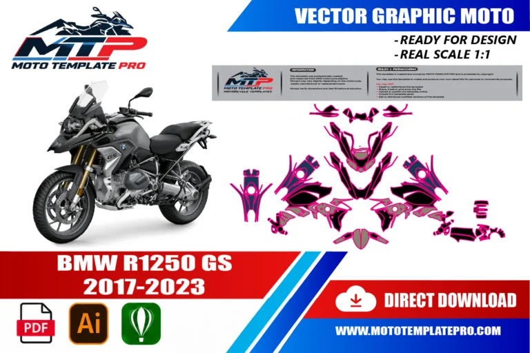 BMW R1250GS 2019-2023 panel outlines for decal and wrap design