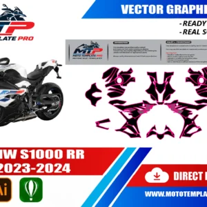 BMW S1000RR 2023-2024 vector template - real-scale 1:1 bodywork layout for decal kits and wraps
