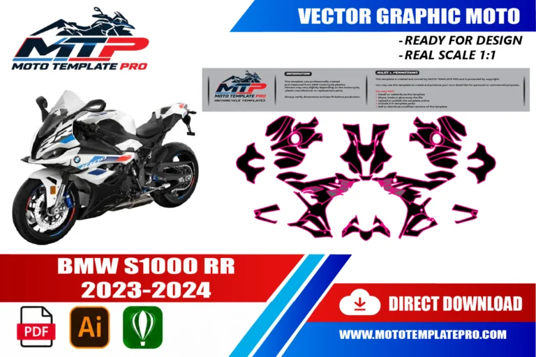 BMW S1000RR 2023-2024 panel outlines for decal and wrap design