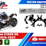 Template vectoriel BMW S1000RR 2019-2022 - plan de carrosserie à l’échelle réelle 1:1 pour kits déco et covering