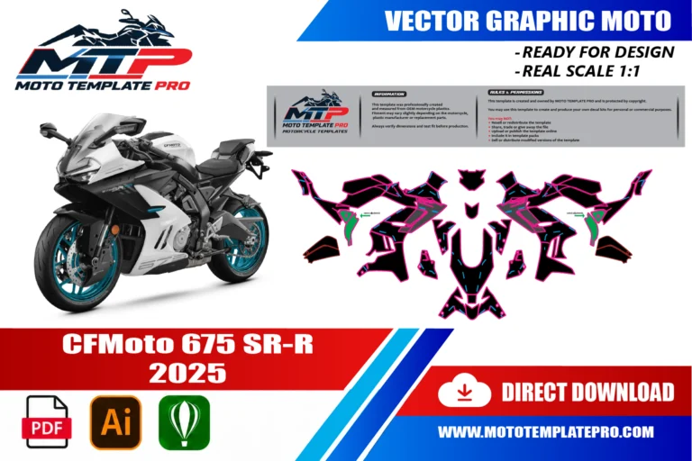 CFMOTO 675SR-R 2025 panel outlines for decal and wrap design