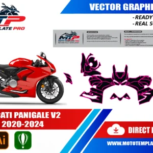 Template vectoriel Ducati Panigale V2 2020-2024 - plan de carrosserie à l’échelle réelle 1:1 pour kits déco et covering