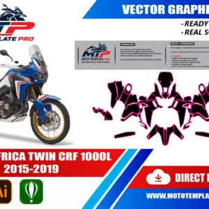 Template vectoriel Honda Africa Twin CRF 1000L 2015-2019 - plan de carrosserie à l’échelle réelle 1:1 pour kits déco et covering