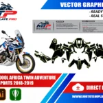 Template vectoriel Africa Twin Adventure Sports 2018-2019 - plan de carrosserie à l’échelle réelle 1:1 pour kits déco et covering