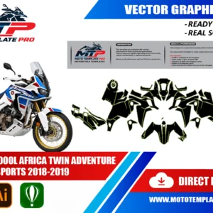 Africa Twin Adventure Sports 2018-2019 vector template - real-scale 1:1 bodywork layout for decal kits and wraps