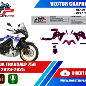 Honda Transalp 750 2023-2025 vector template - real-scale 1:1 bodywork layout for decal kits and wraps