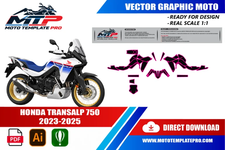 Honda Transalp 750 2023-2025 panel outlines for decal and wrap design