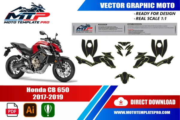 Honda CB 650 (2017-2019) Vector Template Honda CB650 2017-2019 vector template - real-scale 1:1 bodywork layout for decal kits and wraps