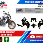 Honda CB650F 2014-2016 vector template - real-scale 1:1 bodywork layout for decal kits and wraps