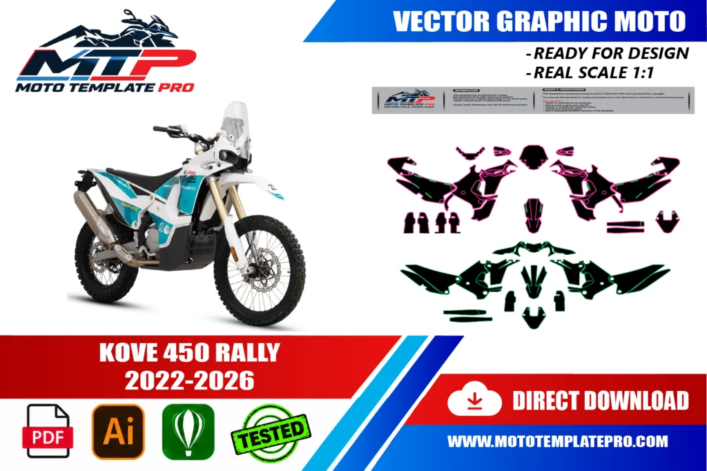 template vectoriel KOVE 450 RALLY 2022-2026 - plan de carrosserie à l’échelle réelle 1:1 pour kits déco et covering