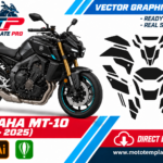 Template vectoriel Yamaha MT-10 2022-2025 - plan de carrosserie à l’échelle réelle 1:1 pour kits déco et covering