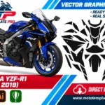 Template vectoriel Yamaha YZF-R1 2015-2019 - plan de carrosserie à l’échelle réelle 1:1 pour kits déco et covering