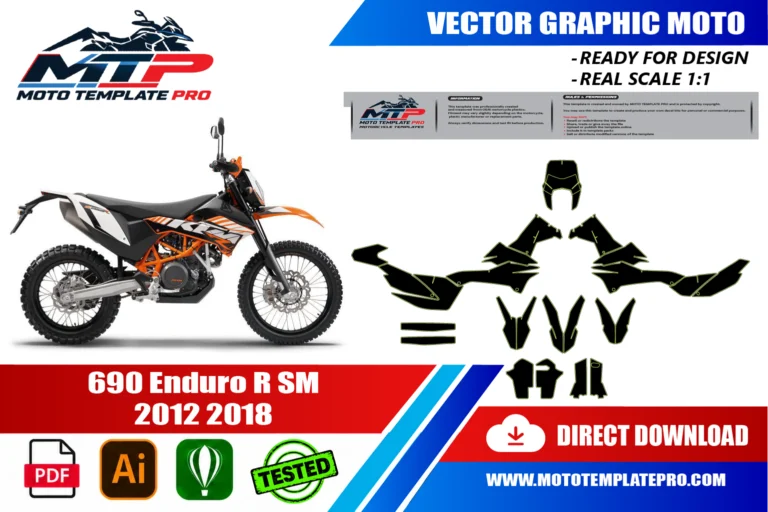 KTM 690 Enduro R SM 2012-2018 panel outlines for decal and wrap design
