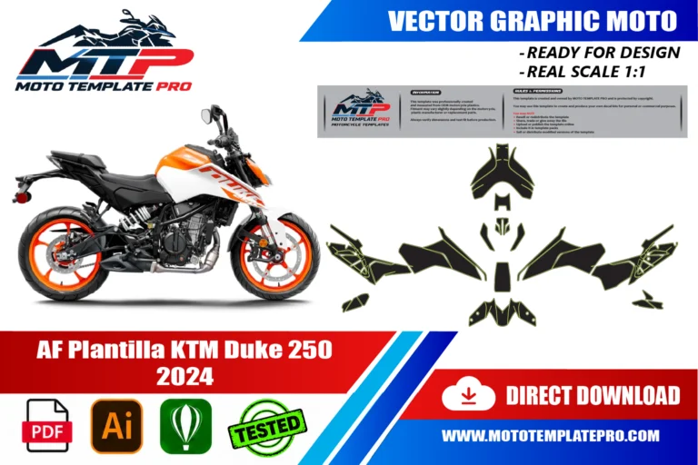KTM Duke 250 2024 panel outlines for decal and wrap design
