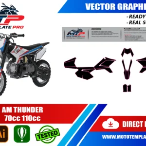 Template vectoriel AM Thunder 70cc 110cc - plan de carrosserie à l’échelle réelle 1:1 pour kits déco et covering