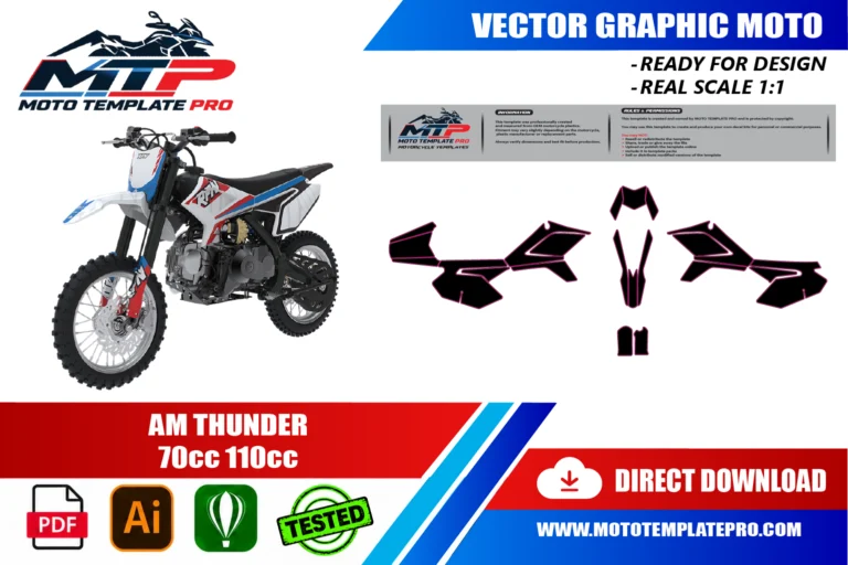 Contours des pièces du modèle AM Thunder 70cc 110cc pour la conception de stickers et de covering