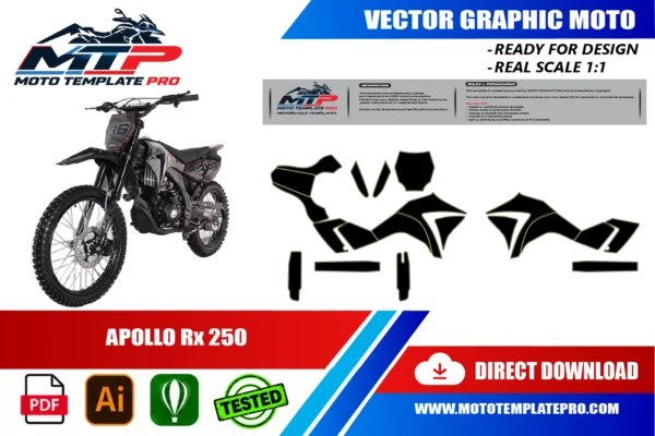Apollo RX 250 vector template - real-scale 1:1 bodywork layout for decal kits and wraps