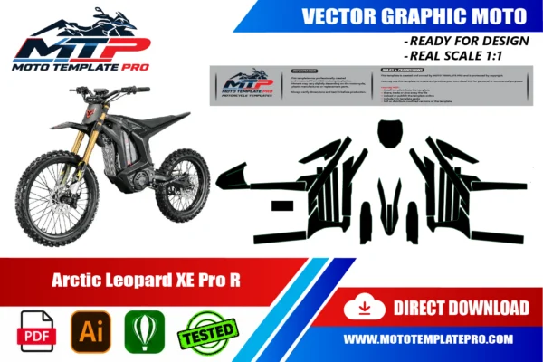 Arctic Leopard XE Pro R vector template - real-scale 1:1 bodywork layout for decal kits and wraps
