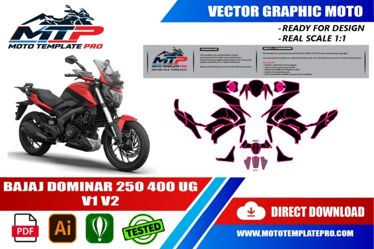 Contours des pièces du modèle Bajaj Dominar 250 400 UG V1 V2 pour la conception de stickers et de covering