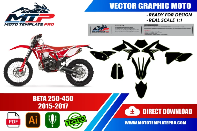 Contours des pièces du modèle Beta 250-450 2015-2017 pour la conception de stickers et de covering