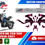 Template vectoriel CFMOTO 250NK 300NK 2018-2021 - plan de carrosserie à l’échelle réelle 1:1 pour kits déco et covering