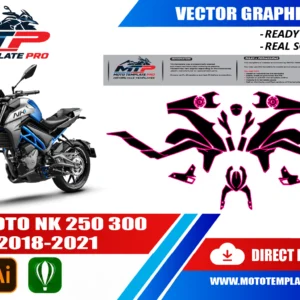 Template vectoriel CFMOTO 250NK 300NK 2018-2021 - plan de carrosserie à l’échelle réelle 1:1 pour kits déco et covering