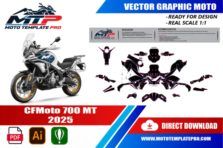 Contours des pièces du modèle CFMOTO 700MT 2025 pour la conception de stickers et de covering