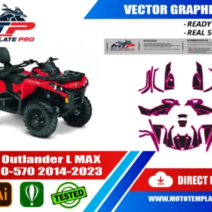 Template vectoriel Can-Am Outlander L MAX 450-500-570 2014-2023 - plan de carrosserie à l’échelle réelle 1:1 pour kits déco et covering