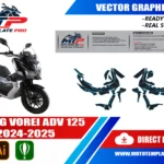 Template vectoriel Dayang Vorei ADV 125 2024-2025 - plan de carrosserie à l’échelle réelle 1:1 pour kits déco et covering