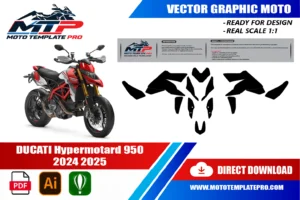 Vérification des pièces du template Ducati Hypermotard 950 2024-2025 avant impression
