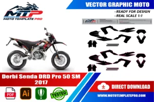 Vérification des pièces du template Derbi Senda DRD Pro 50 SM 2017 avant impression