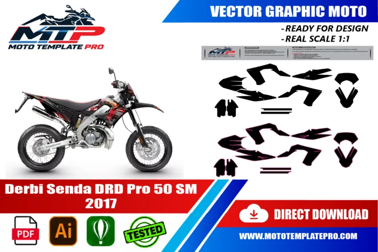 Contours des pièces du modèle Derbi Senda DRD Pro 50 SM 2017 pour la conception de stickers et de covering