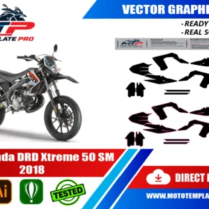 Derbi Senda DRD Xtreme 50 SM 2018 vector template - real-scale 1:1 bodywork layout for decal kits and wraps