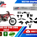 Template vectoriel GasGas EC 240 300 2017 - plan de carrosserie à l’échelle réelle 1:1 pour kits déco et covering