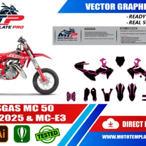 GasGas MC 50 2024-2025 & MC-E3 vector template - real-scale 1:1 bodywork layout for decal kits and wraps