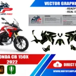 Template vectoriel Honda CB 150X 2022 - plan de carrosserie à l’échelle réelle 1:1 pour kits déco et covering
