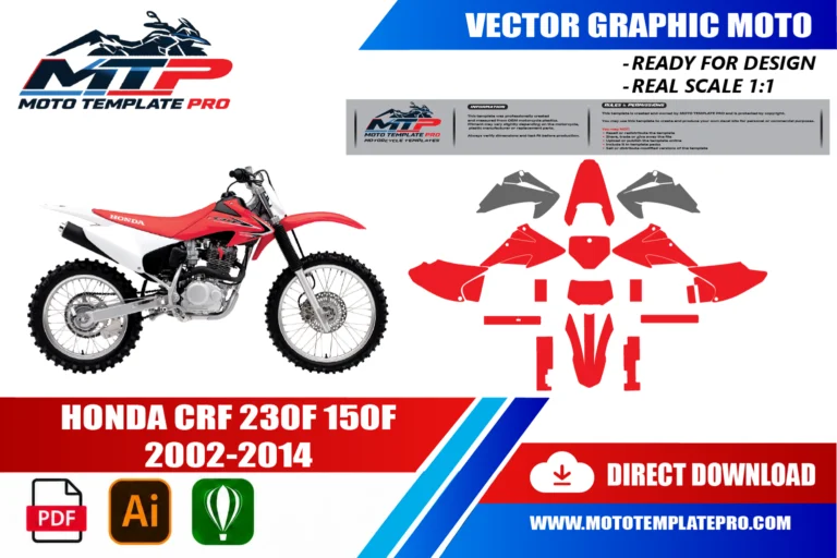 Contours des pièces du modèle Honda CRF 230F 150F 2002-2014 pour la conception de stickers et de covering