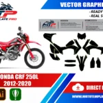 Template vectoriel Honda CRF 250L 2012-2020 - plan de carrosserie à l’échelle réelle 1:1 pour kits déco et covering