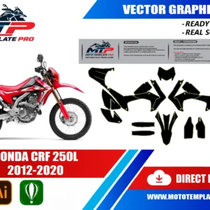 Honda CRF 250L 2012-2020 vector template - real-scale 1:1 bodywork layout for decal kits and wraps