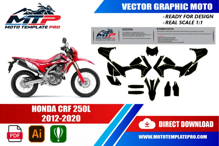 Honda CRF 250L 2012-2020 panel outlines for decal and wrap design