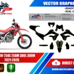 Template vectoriel Honda CRF 250L 300L 2021-2026 - plan de carrosserie à l’échelle réelle 1:1 pour kits déco et covering