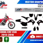 Template vectoriel Honda CRF 450 2013-2016 - plan de carrosserie à l’échelle réelle 1:1 pour kits déco et covering