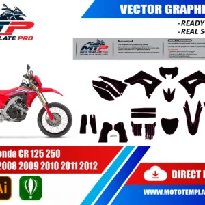 Template vectoriel Honda CRF 450L RL 2019-2024 - plan de carrosserie à l’échelle réelle 1:1 pour kits déco et covering