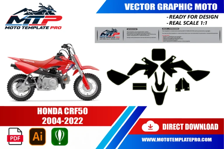 Honda CRF50 2004-2022 panel outlines for decal and wrap design