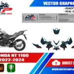 Template vectoriel Honda NT 1100 2022-2024 - plan de carrosserie à l’échelle réelle 1:1 pour kits déco et covering