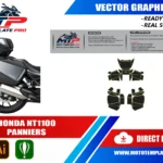 Template vectoriel Honda NT1100 Panniers - plan de carrosserie à l’échelle réelle 1:1 pour kits déco et covering