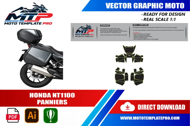 Contours des pièces du modèle Honda NT1100 Panniers pour la conception de stickers et de covering